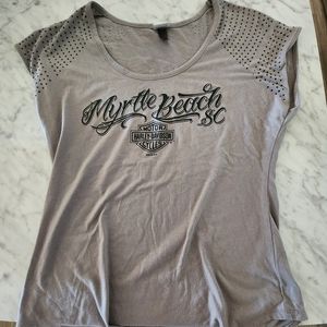 Myrtle Beach Harley-Davidson Top with Embellished Sleeves - Size Small